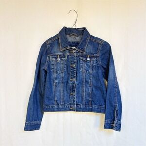 Red Camel Girls Blue Denim Basic Jacket‎ M 100% Cotton Button Long Sleeve